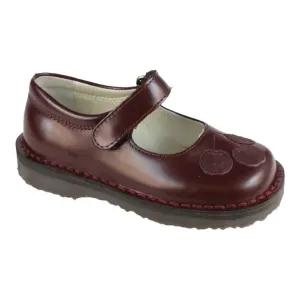 587 - Bordo Polished Leather Velcro for Girl by London Kids