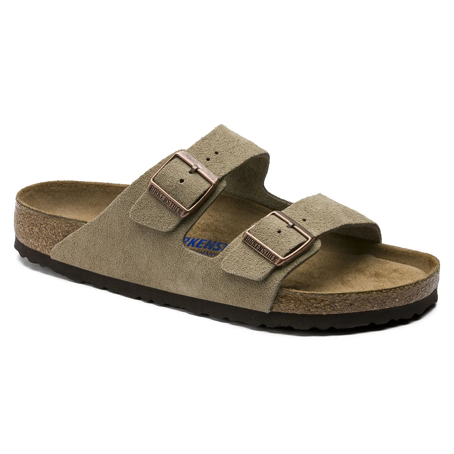 Arizona Soft Footbed Taupe Suede Leather Sandal - Taupe- Regular/Wide