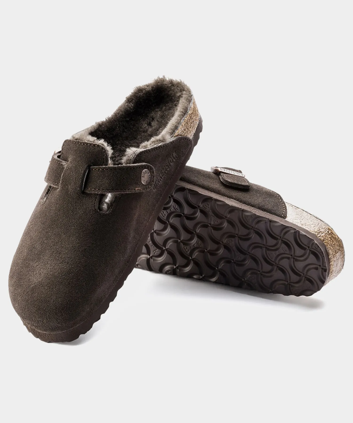 Birkenstock Boston Shearling in Mocha Suede