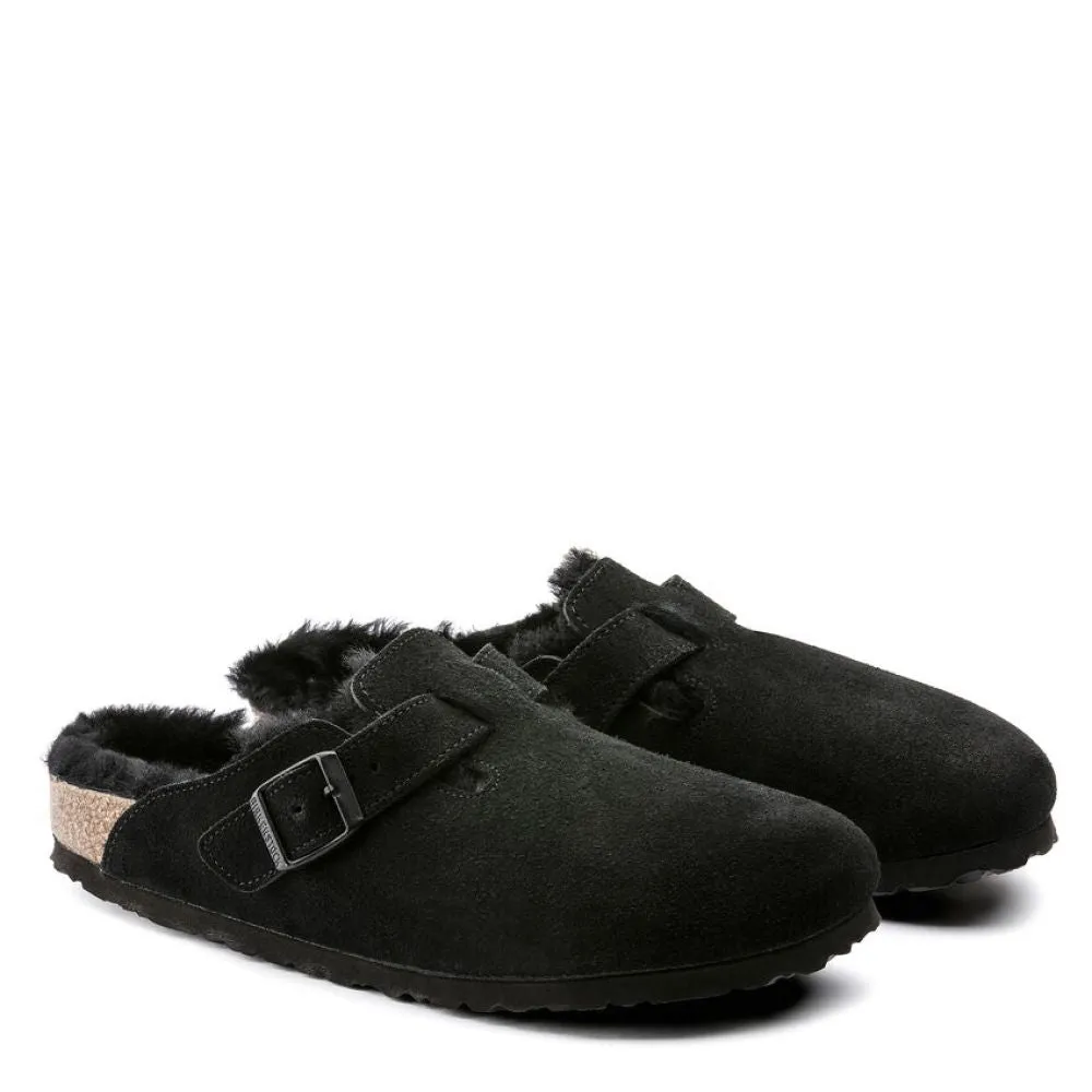 Birkenstock Boston Shearling Suede Leather in Black