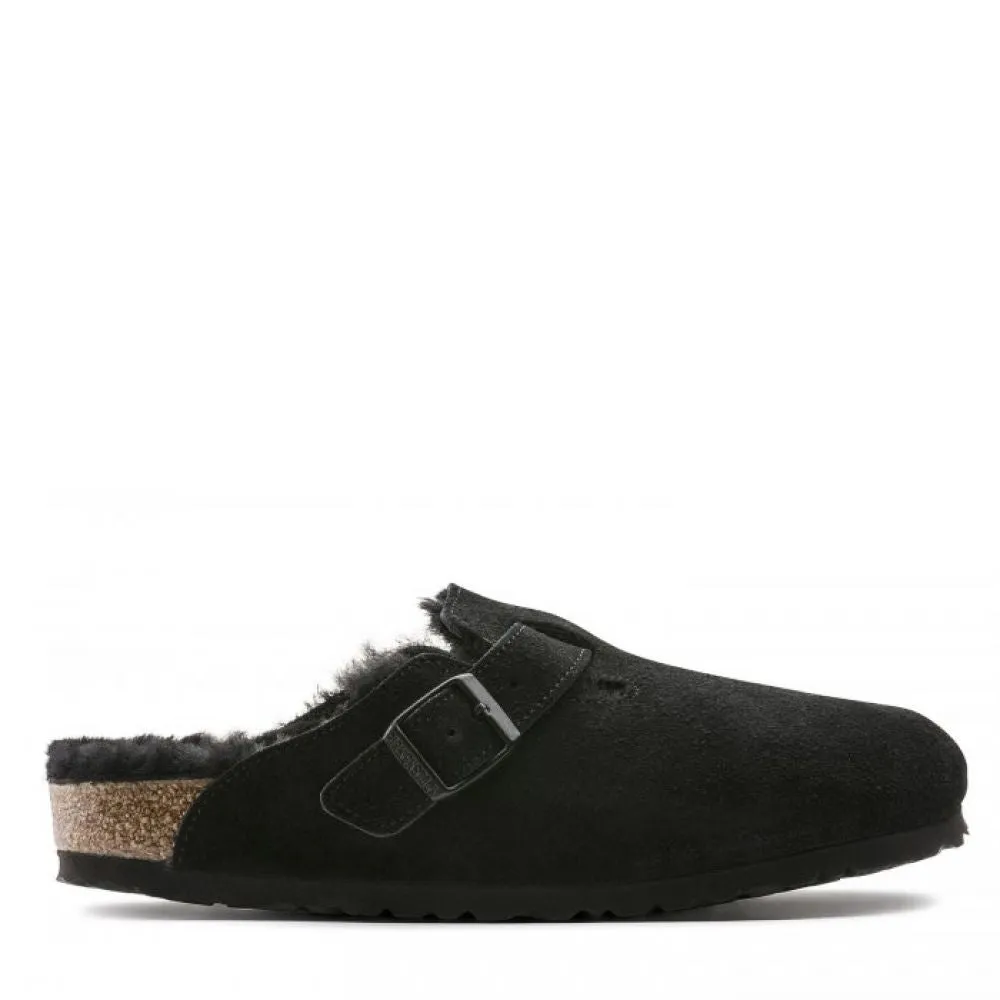 Birkenstock Boston Shearling Suede Leather in Black