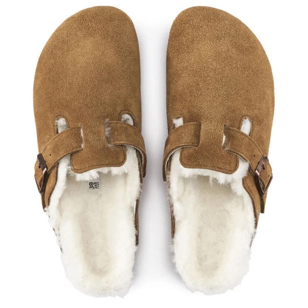 Birkenstock Boston Shearling Suede Leather in Mink