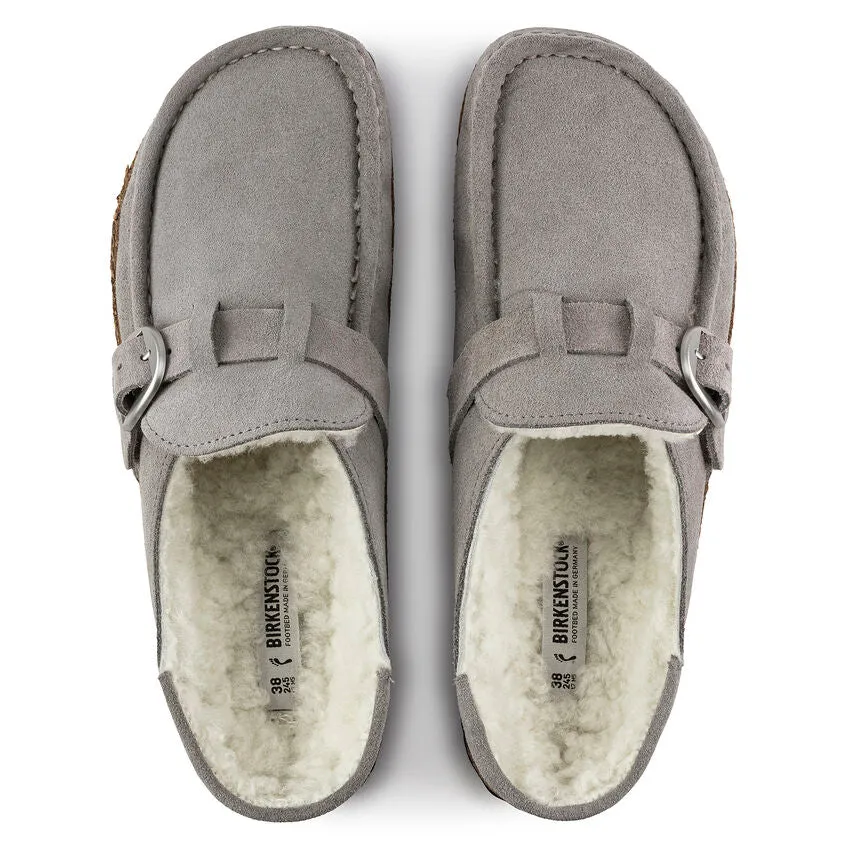 Birkenstock Women's Buckley Shearling Suede Leather (Stone Coin - Narrow Fit)