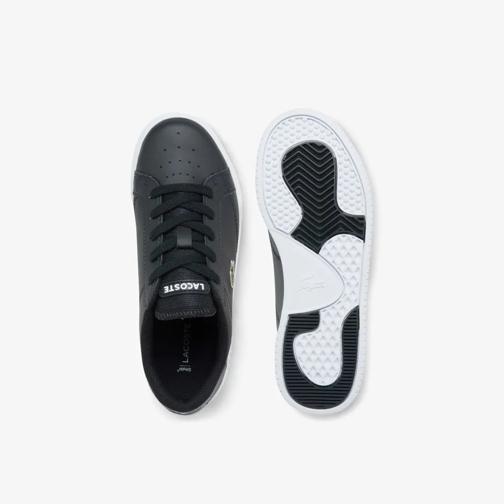 Black Logo Leather Trainers