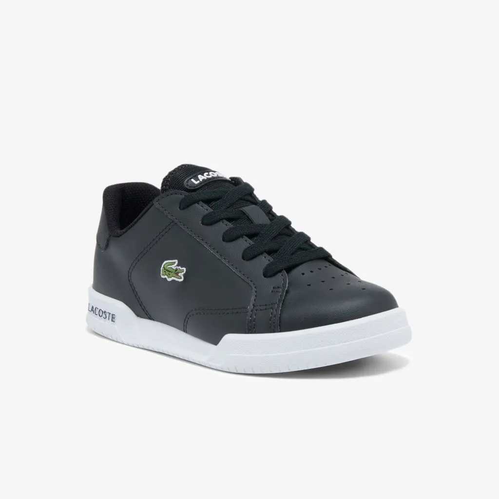 Black Logo Leather Trainers