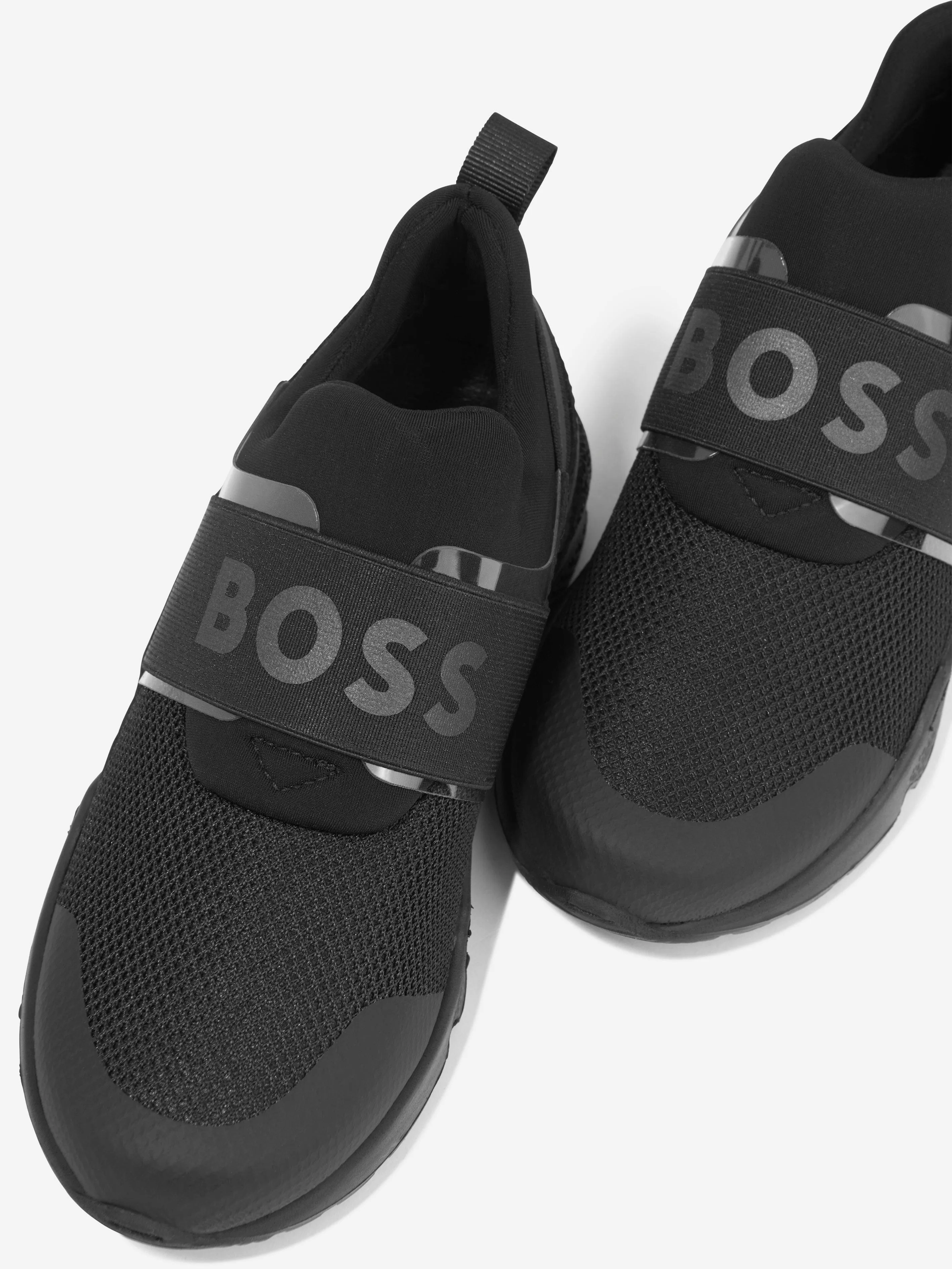 BOSS Boys Slip on Logo Trainers in Black