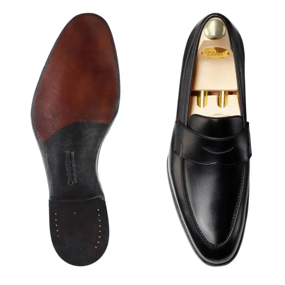 Crawford Black Hand Grade Penny Loafers