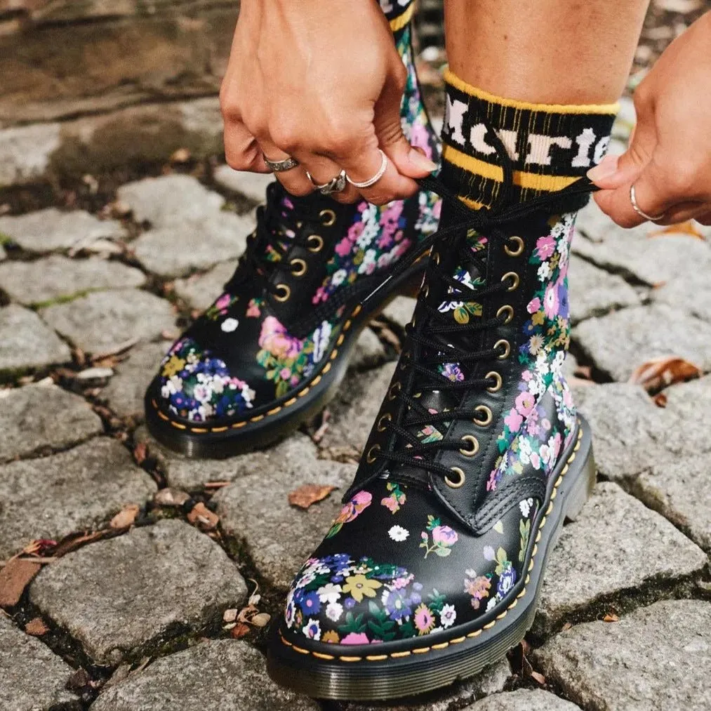 Dr. Martens Women's 1460 Pascal - Black Multi Vintage Floral Backhand