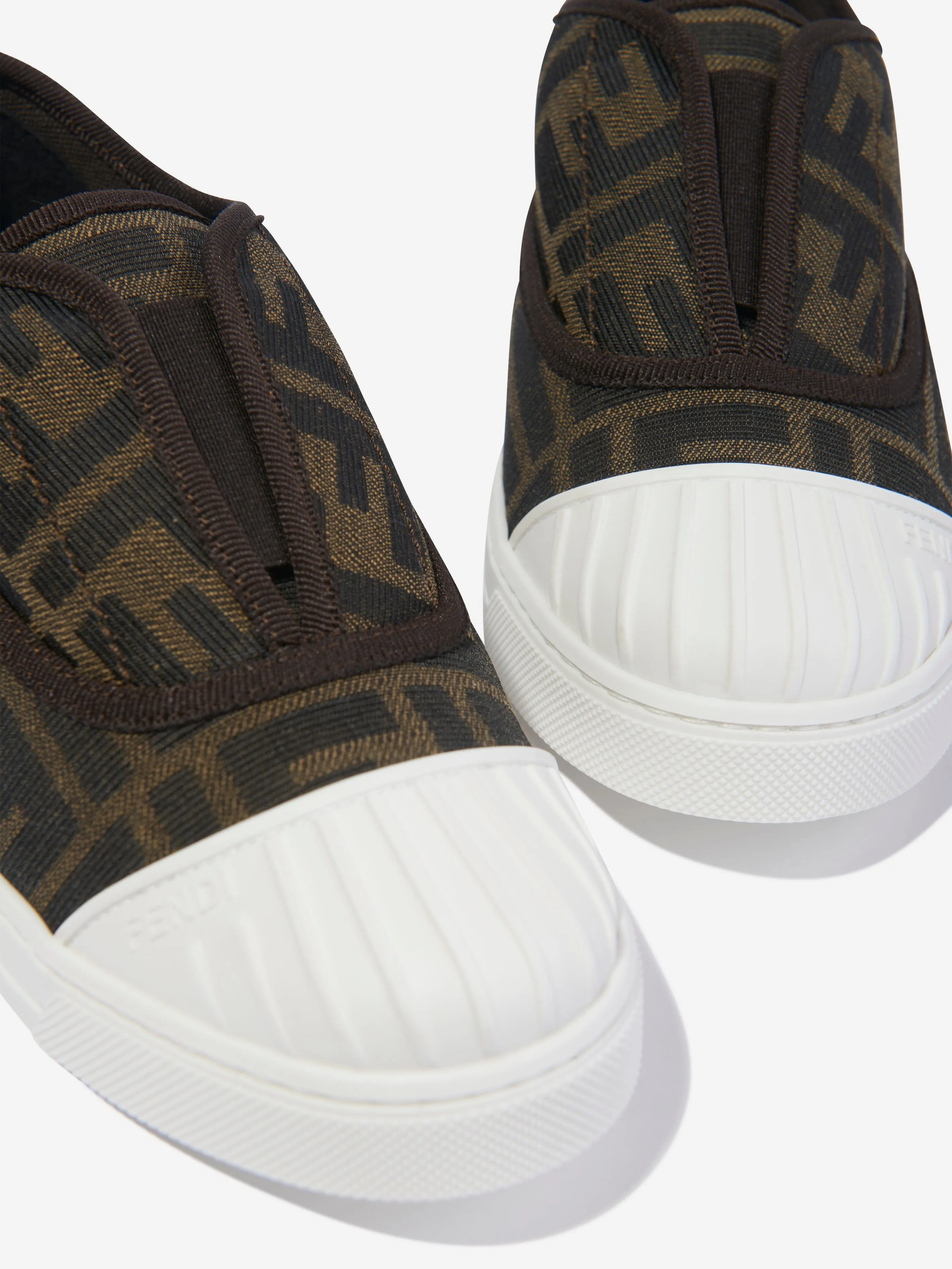 Fendi Kids FF Logo Trainers in Brown