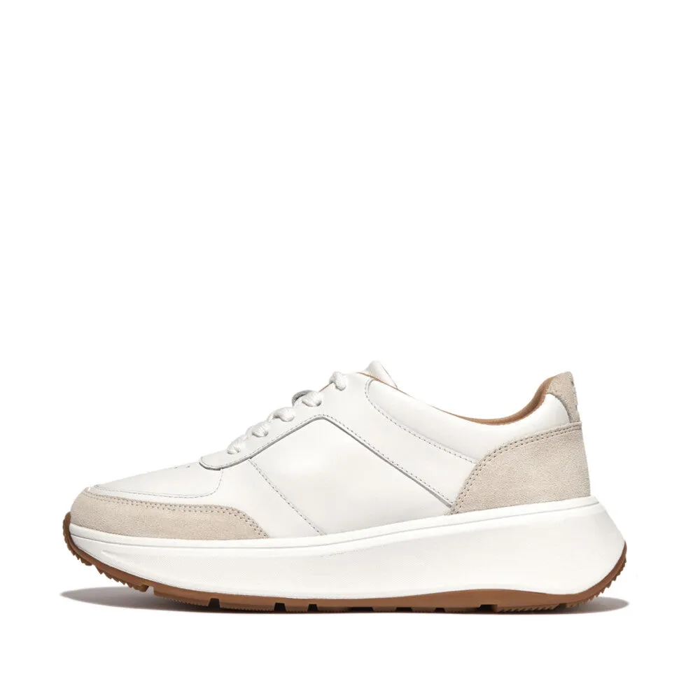 FitFlop F-mode Leather/Suede Flatform Sneakers White