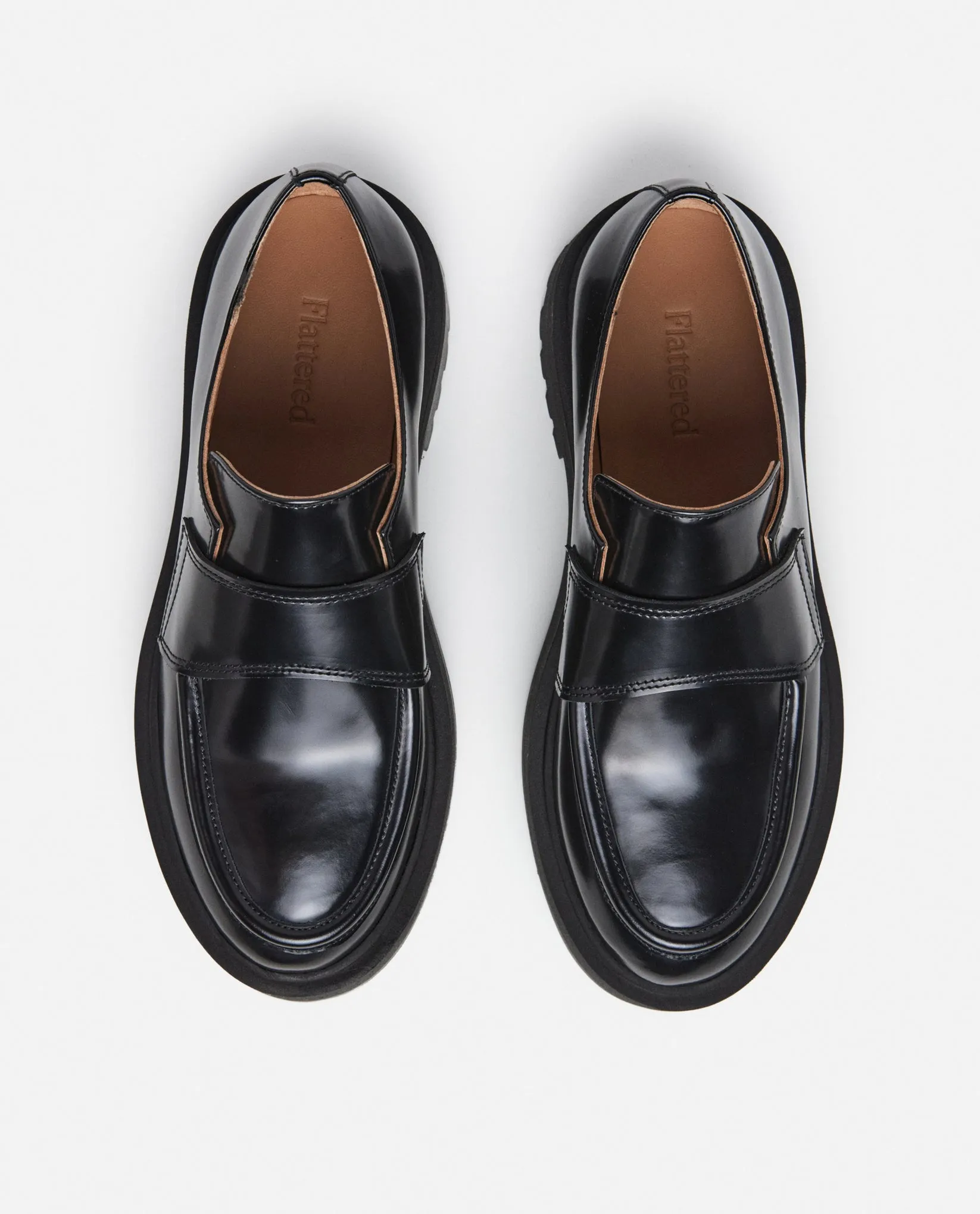 Flattered Leo Black Leather Loafers