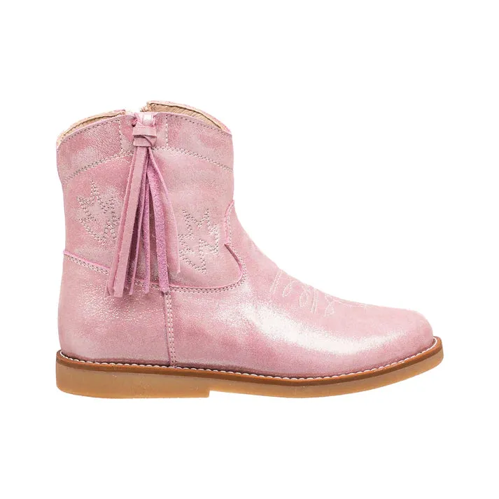 Hannah Suede Boot, Metallic Pink