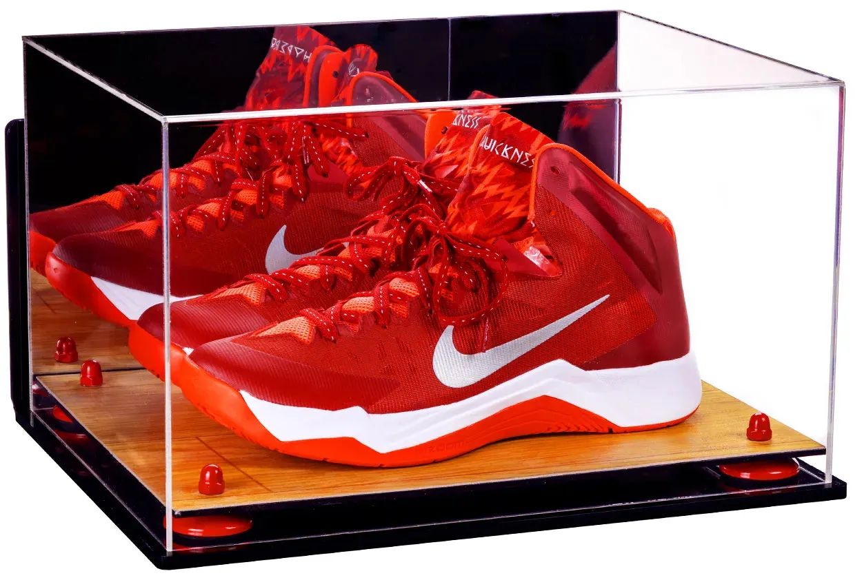 Large Display Case for Small Basketball High Top Shoes, Sneakers, Lacrosse, Soccer & Football Cleats with Mirror Back and Wall Mounts