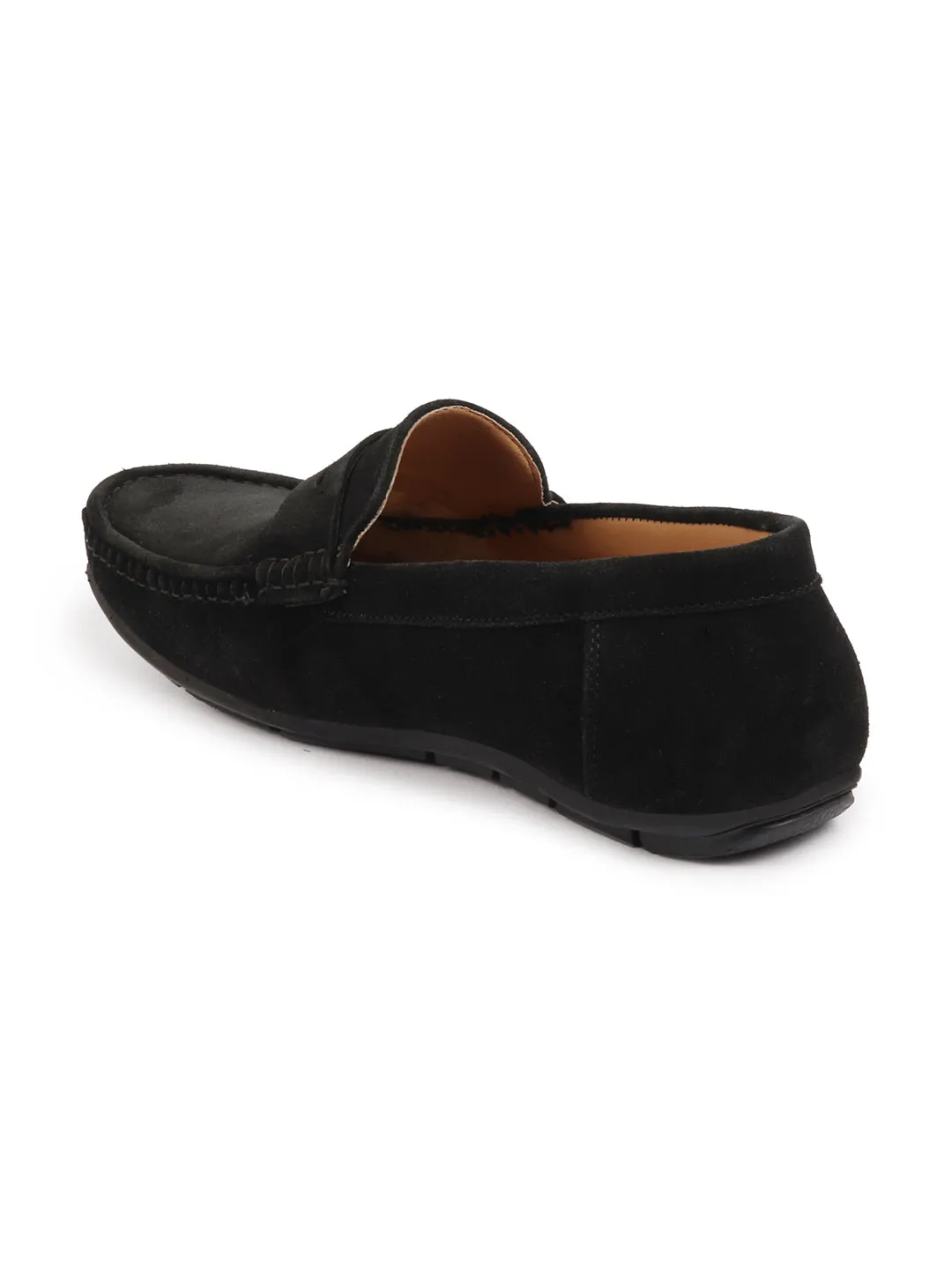 Men Black Suede Leather Side Stitched Slip On Driving Loafer|Party Loafer|Moccasin For Wedding Party