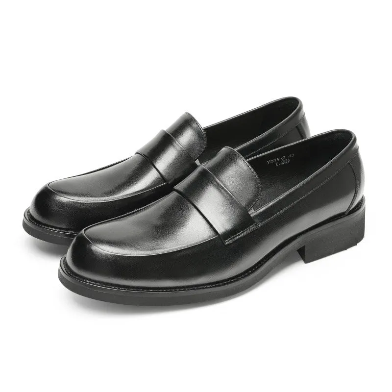 Men Classic Solid Cowhide Slip-On Loafers