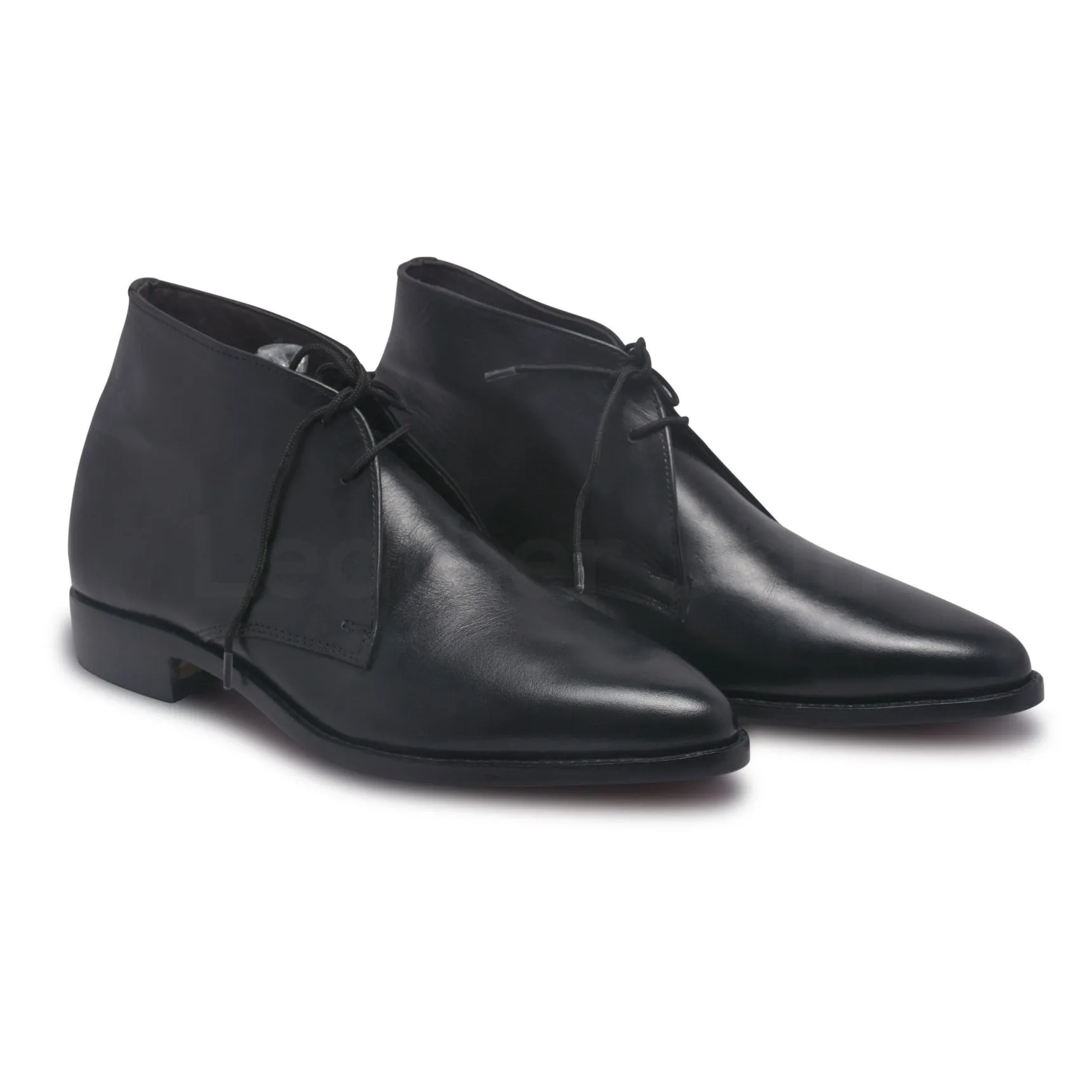 Mens Black Chukka Leather Boots with laces