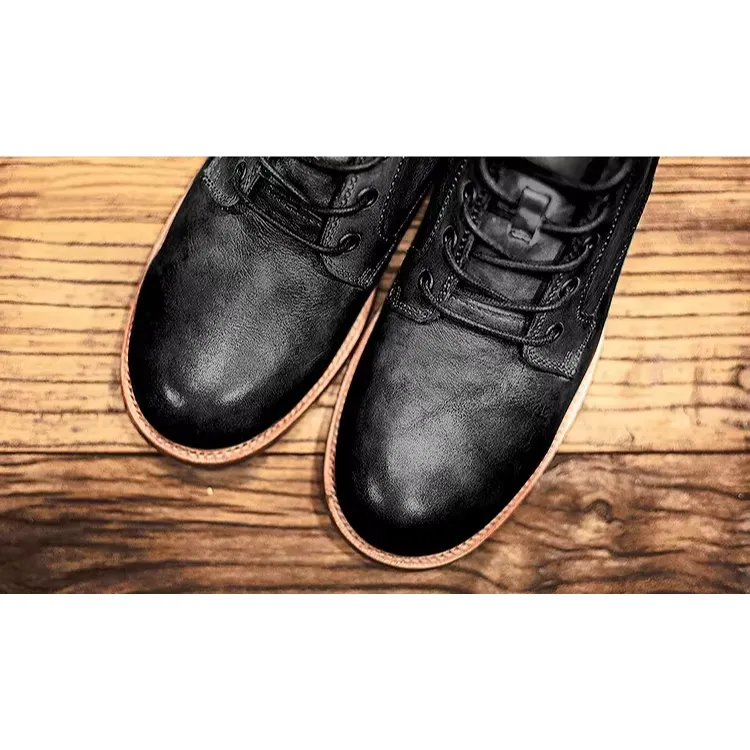 Men's Vintage Vegan Leather Boots with Polished Finish | Eco-Friendly Materials for All Seasons