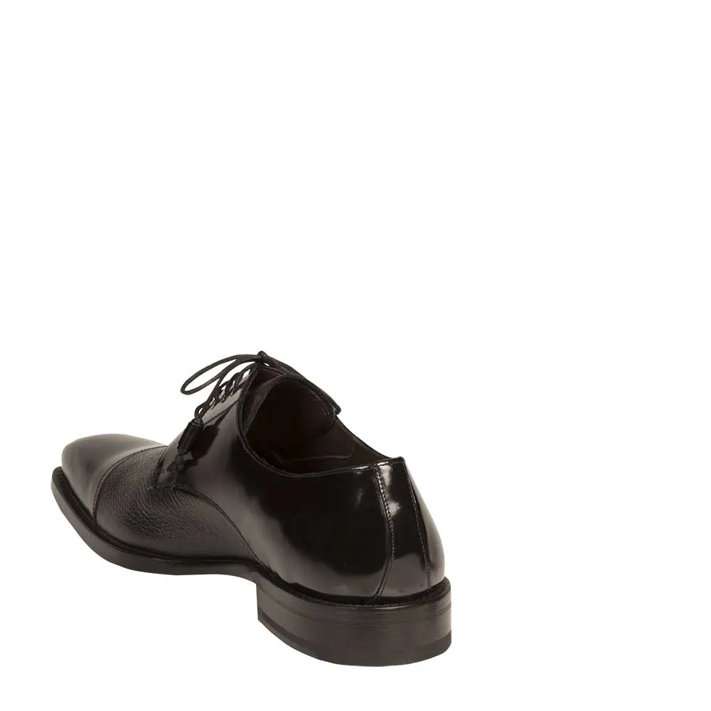 Mezlan Soka Calfskin & Deerskin Cap Toe Shoes - Black