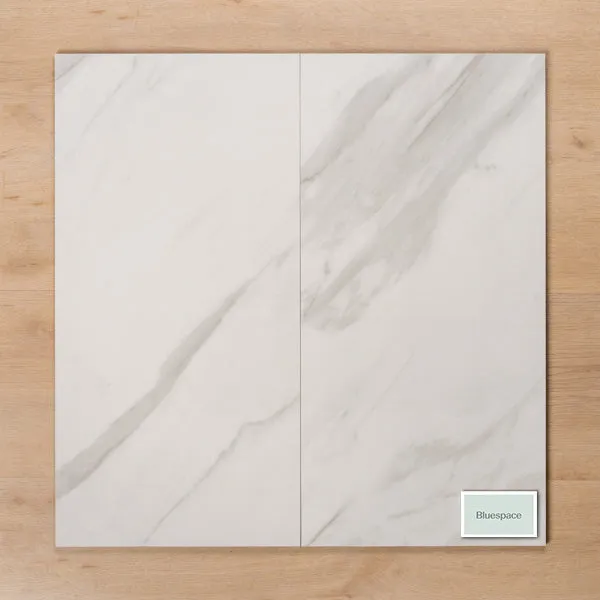 Perisher White Marble Polished Rectified Porcelain Tile 300x600mm