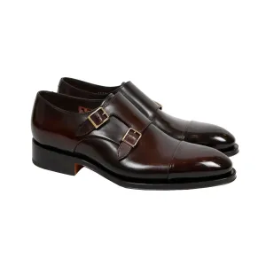 Polished Oxblood Leather Double Buckle Shoe