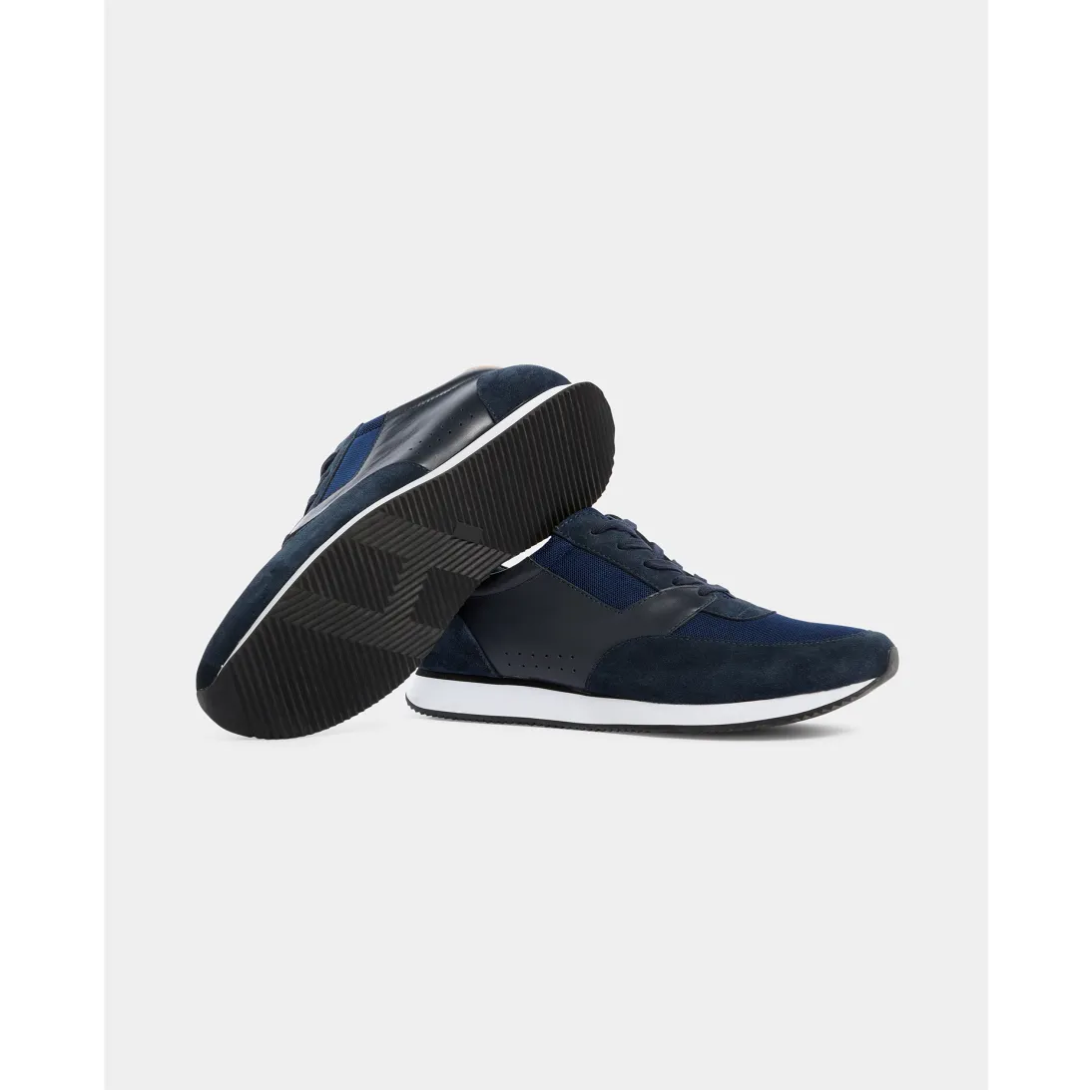 Remus Uomo BRUNO Navy Leather and Suede Men's Trainers