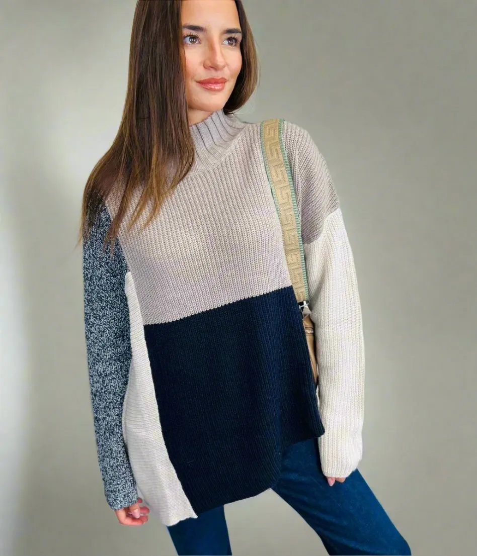 Soft Colour Block Asymmetric Jumper