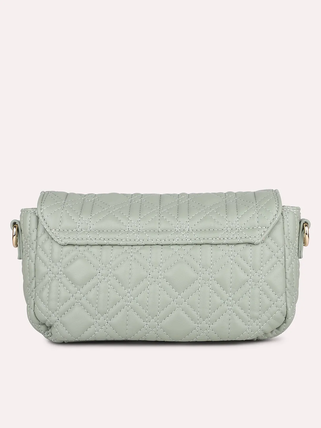 Women Pista Textured Structured Sling Bag With Quilted Detailing