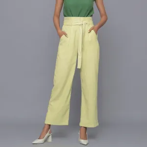 Yellow Pistachio Warm Cotton Corduroy High-Rise Pant